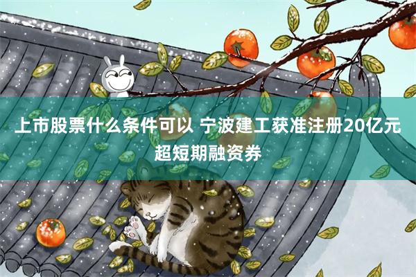 上市股票什么条件可以 宁波建工获准注册20亿元超短期融资券