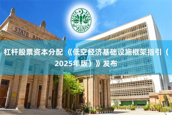 杠杆股票资本分配 《低空经济基础设施框架指引（2025年版）》发布