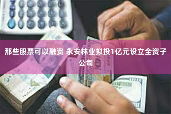 那些股票可以融资 永安林业拟投1亿元设立全资子公司