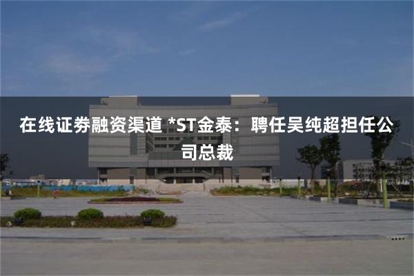 在线证劵融资渠道 *ST金泰：聘任吴纯超担任公司总裁